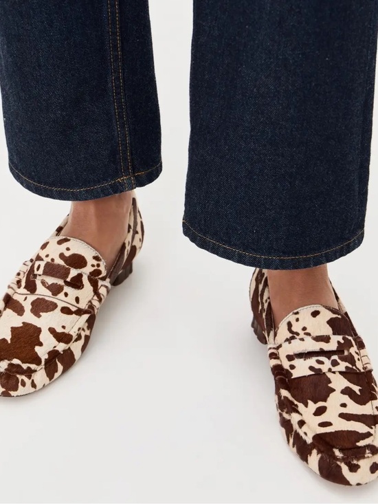 FARM Rio Shoes - NIB FARM Rio cow print haircalf Monstera heeled loafers